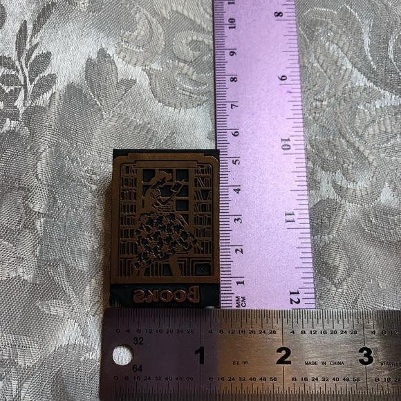 Antique Wooden Print Block Copper Books - Picture 6 of 7